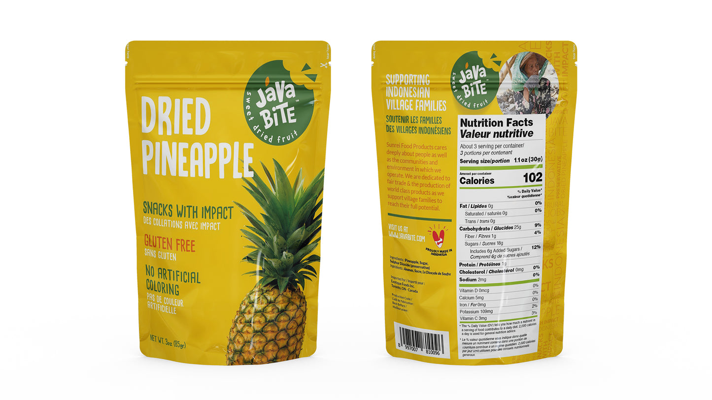 Java Bite Sweet Dried Pineapple | Dehydrated Fruit | Healthy Fruit Snack