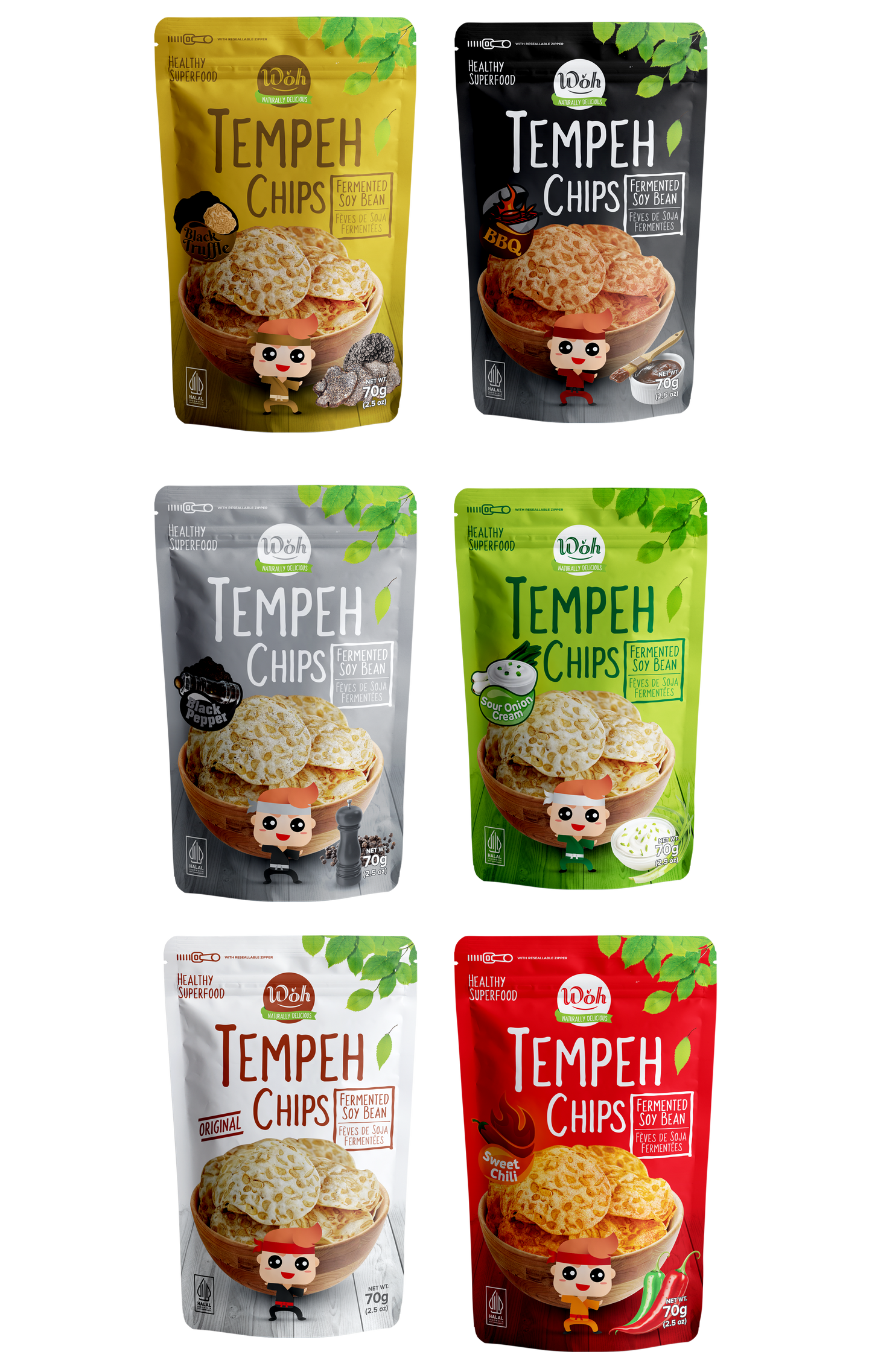 Woh Tempeh Box of Crunchiness (pack of 6)