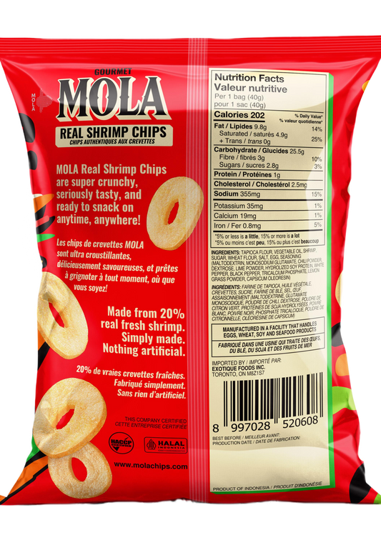 MOLA Real Shrimp Chips – Lime Chili Flavor (40g)
