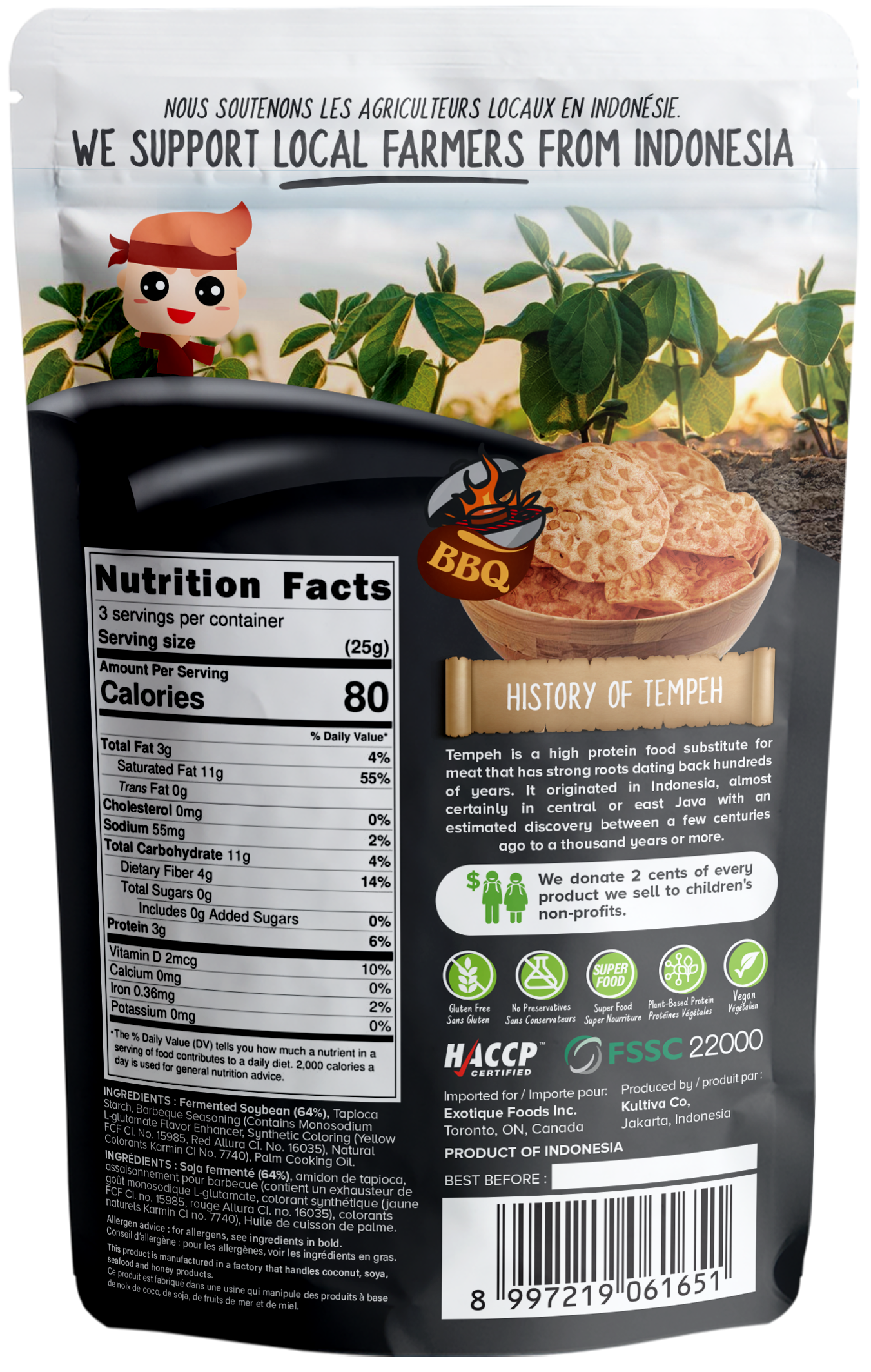 WOH Tempeh Chips BBQ - 70 Gr