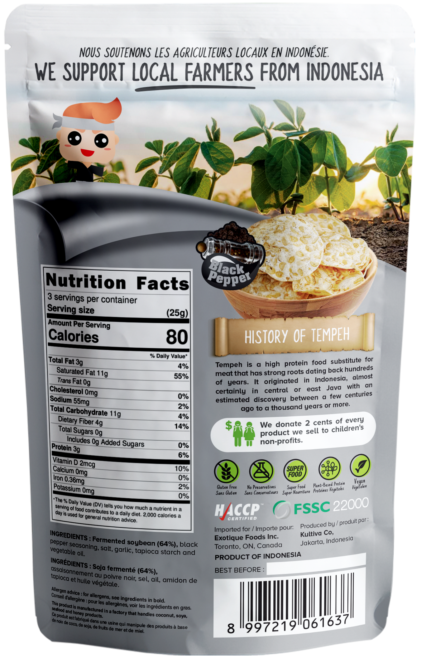 WOH Tempeh Chips Black Pepper - 70 Gr