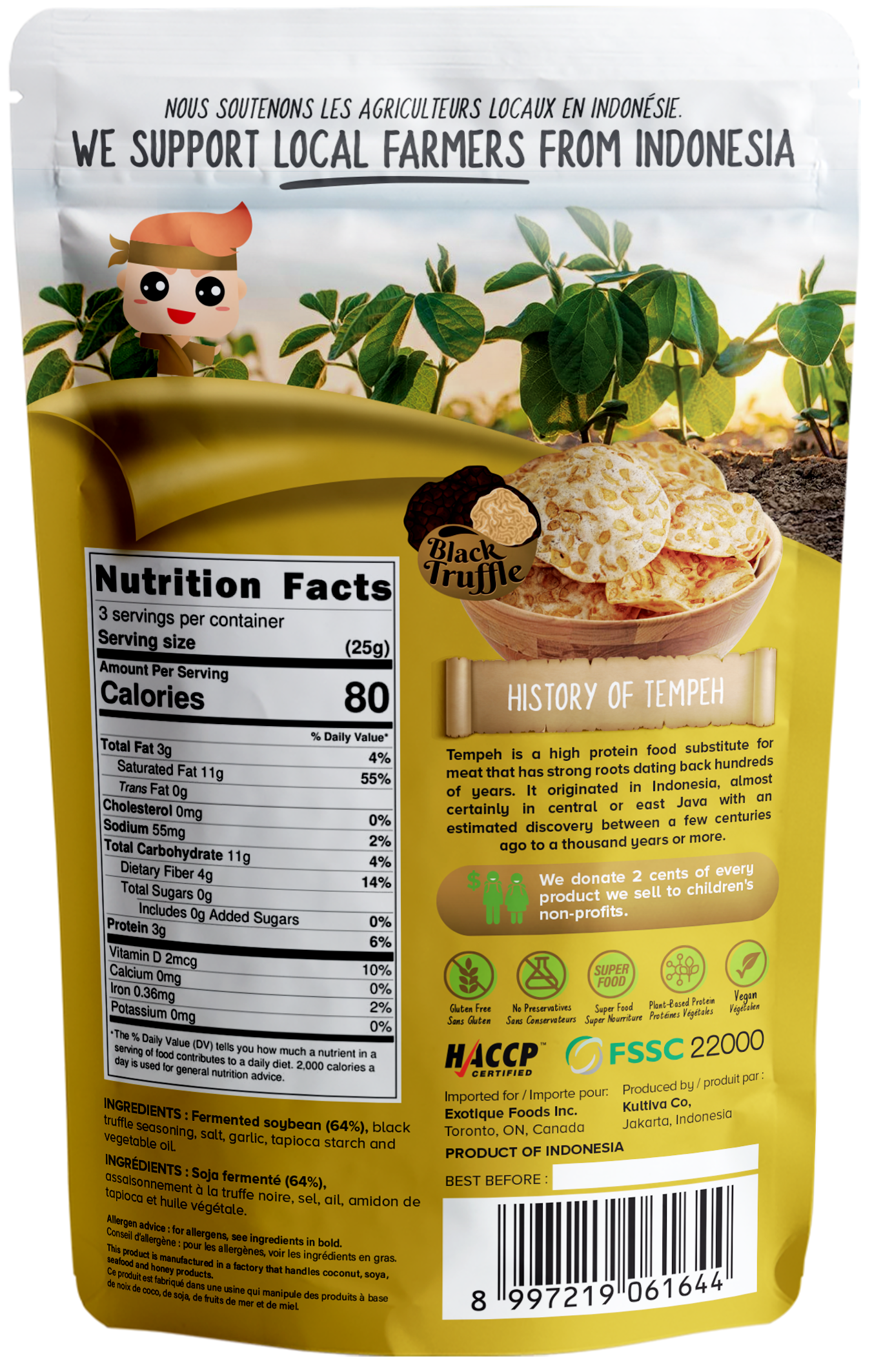 WOH Tempeh Chips Black Truffle - 70 Gr