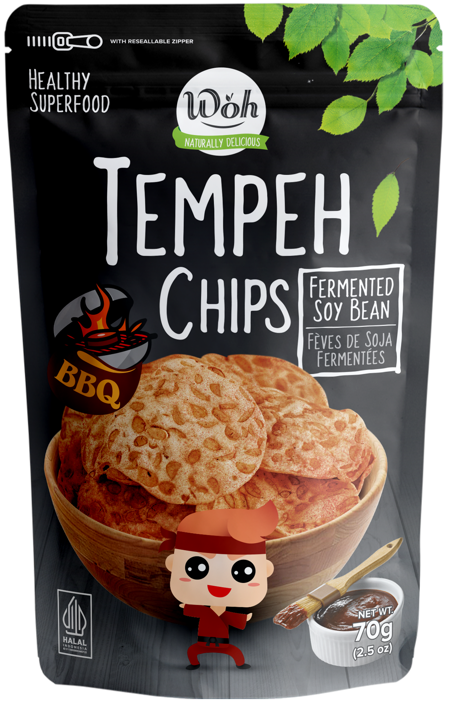 WOH Tempeh Chips BBQ - 70 Gr