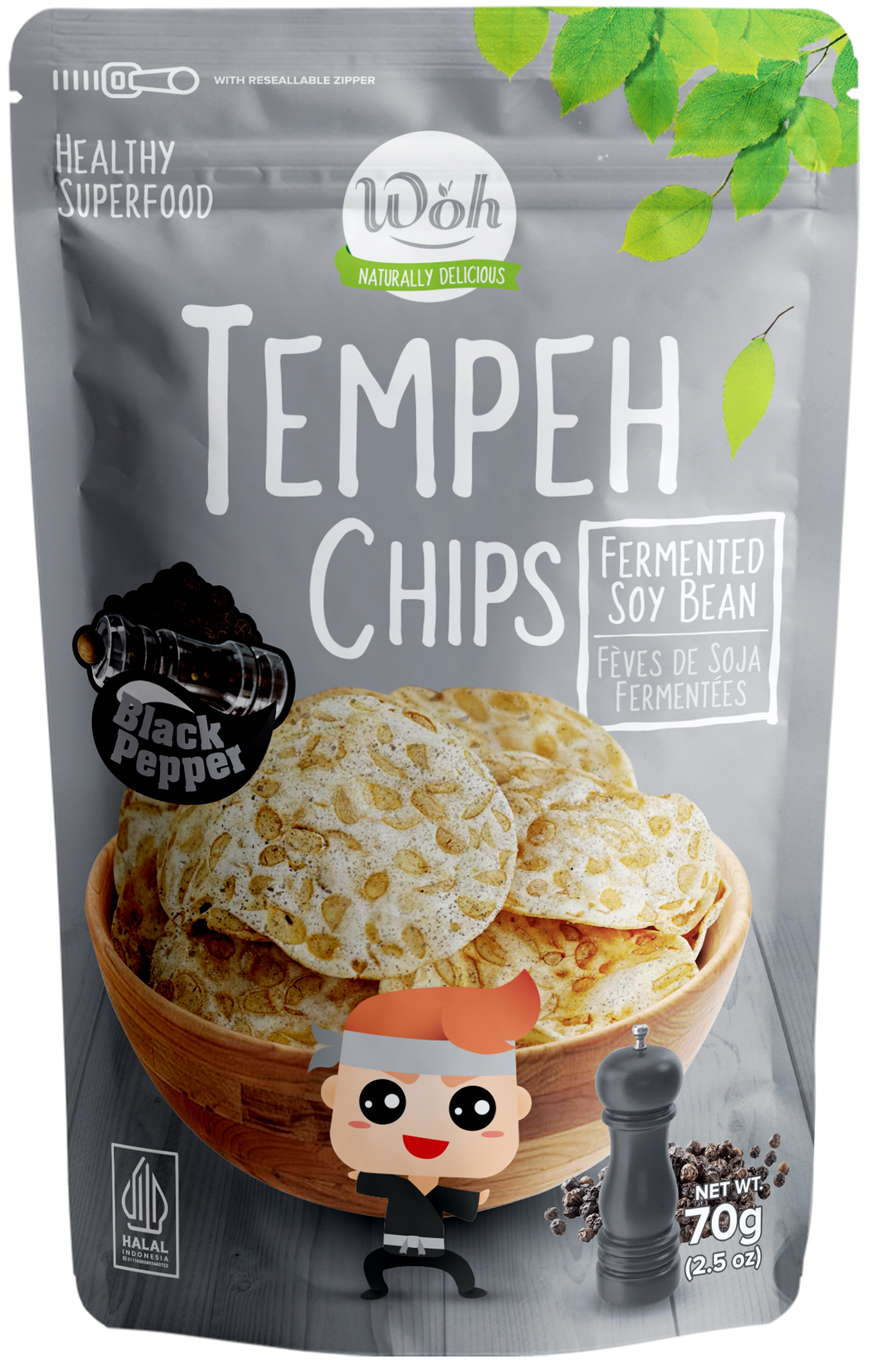 WOH Tempeh Chips Black Pepper - 70 Gr