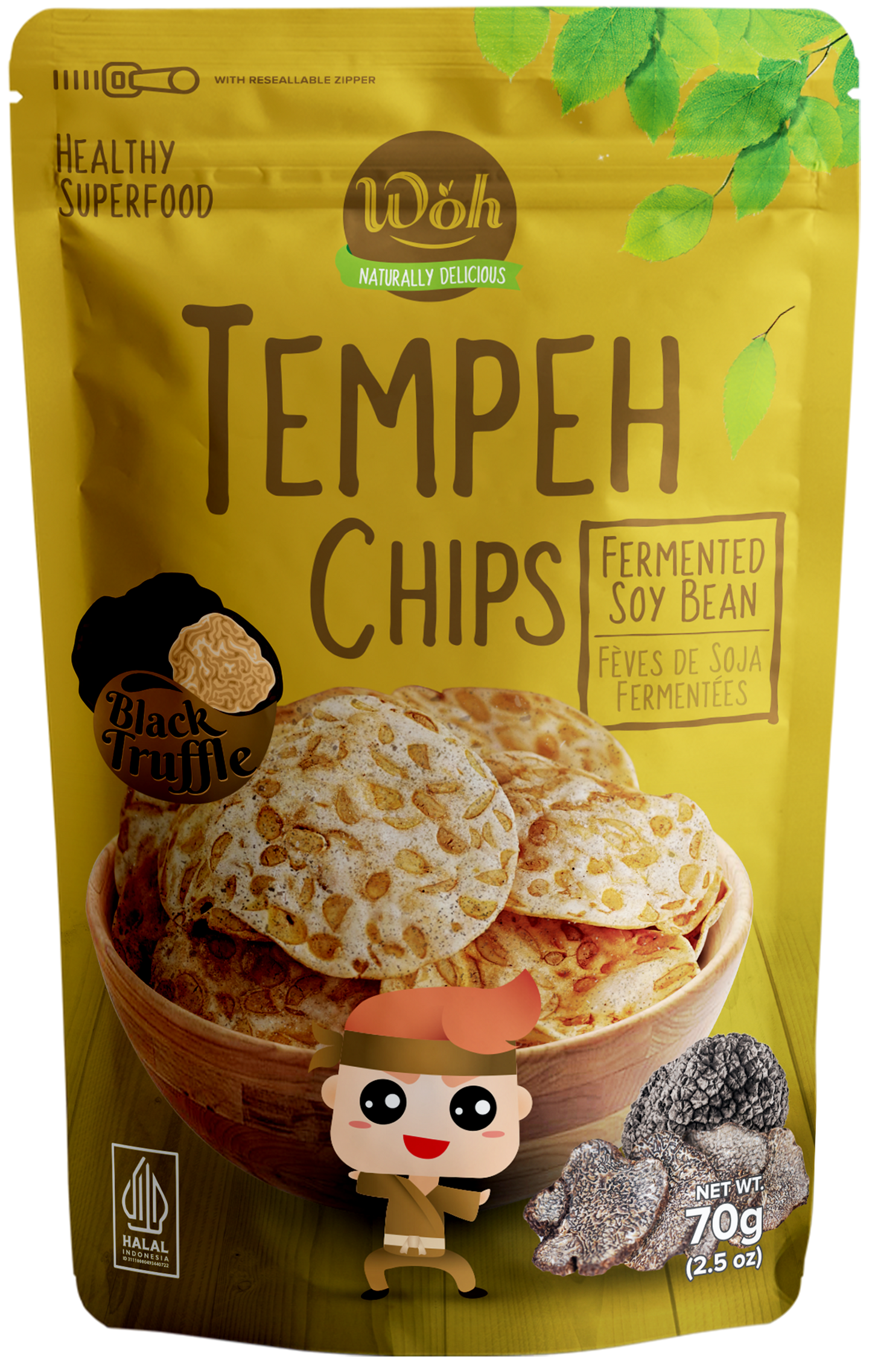 WOH Tempeh Chips Black Truffle - 70 Gr