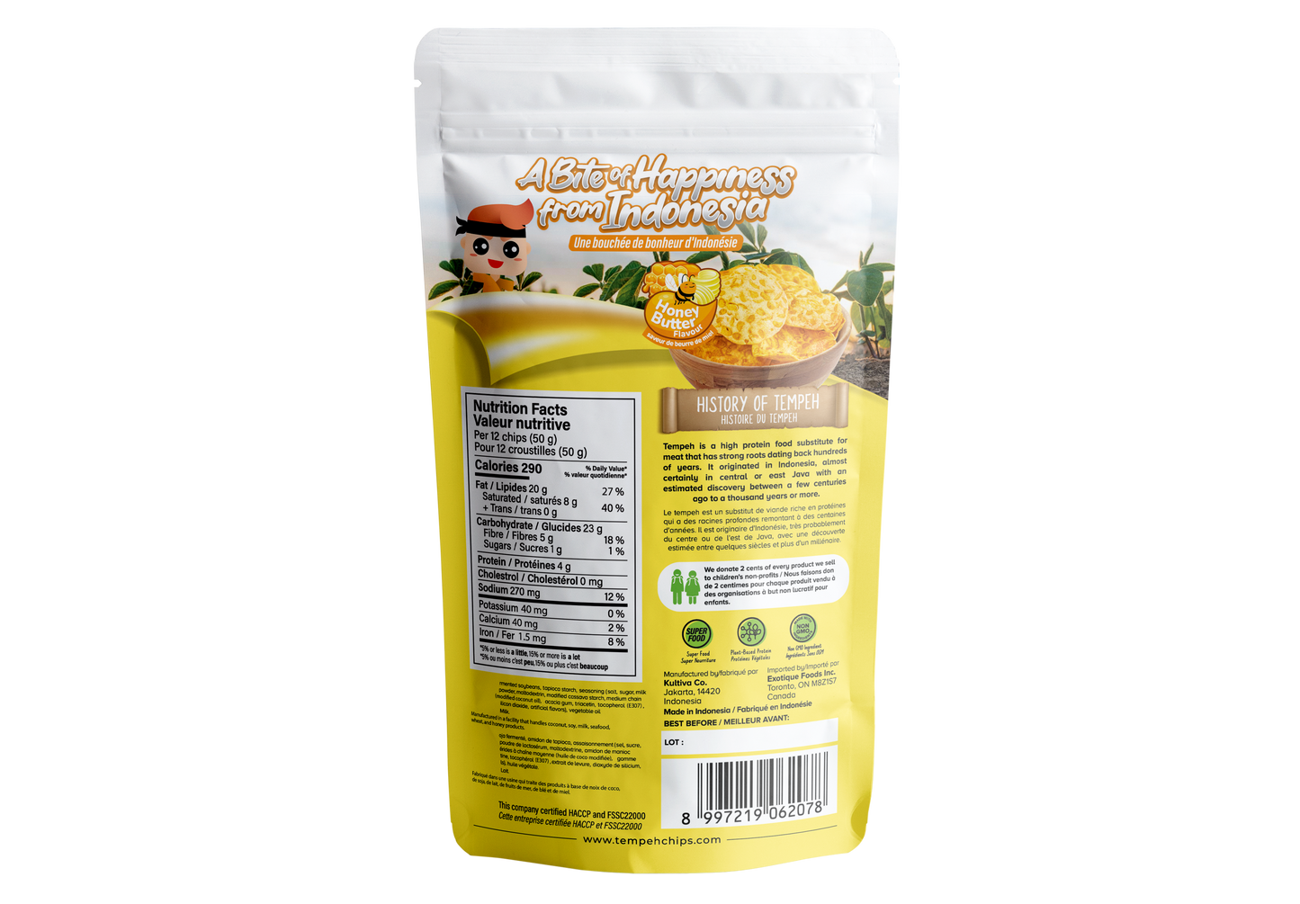WOH Tempeh Chips Honey Butter - 70 Gr