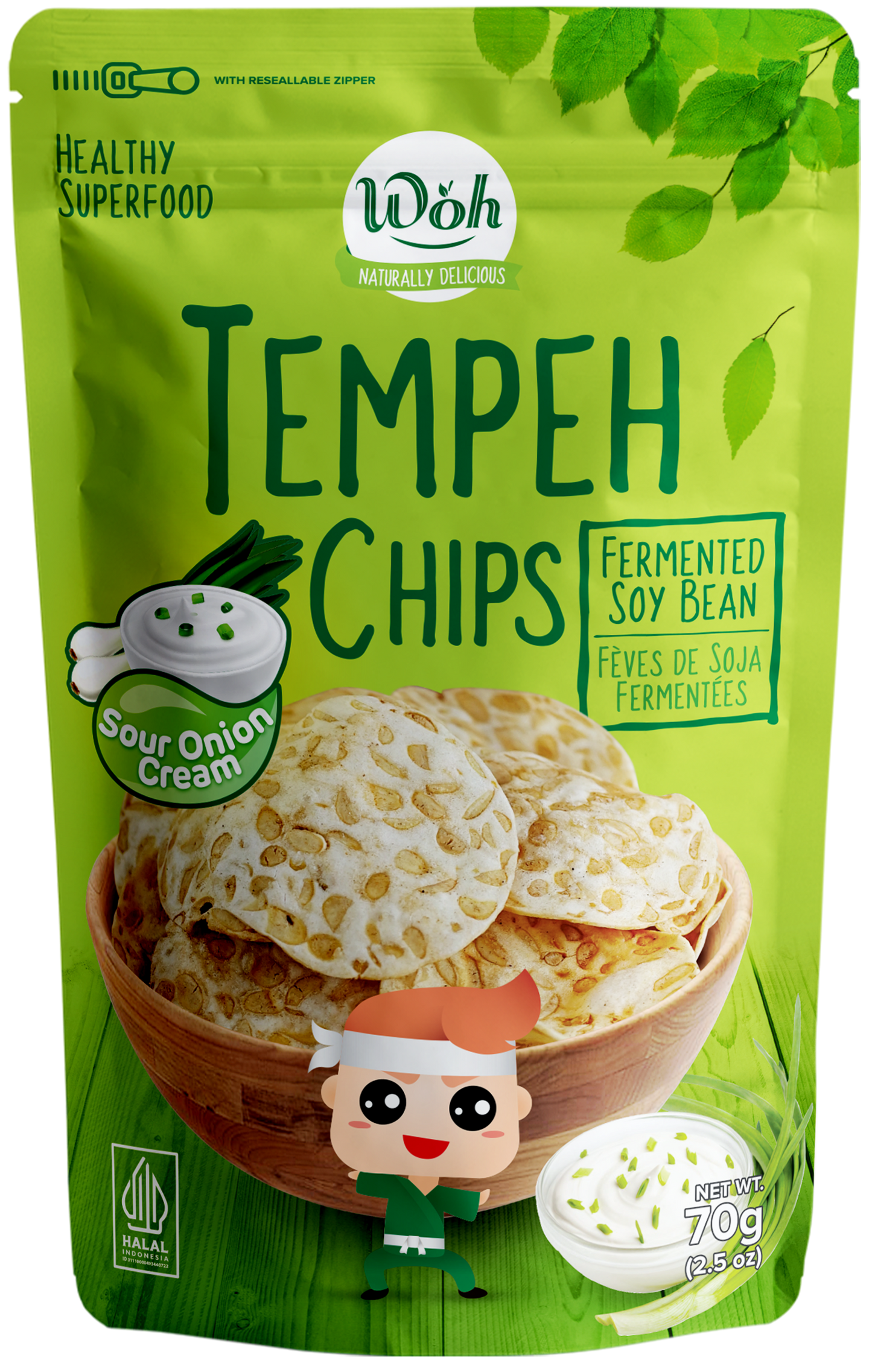 WOH Tempeh Chips Sour Onion & Cream - 70 Gr
