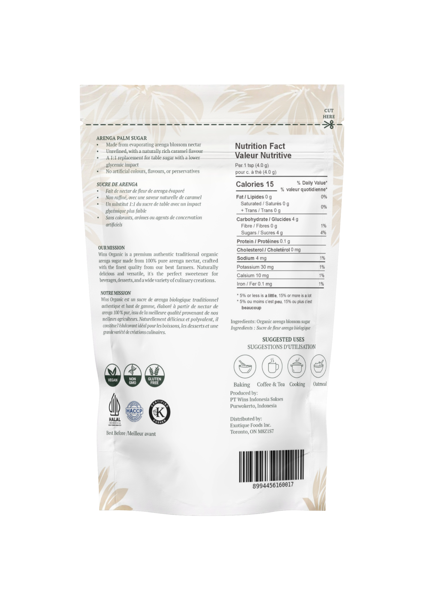 Wins Organic Arenga Sugar - 150 gr
