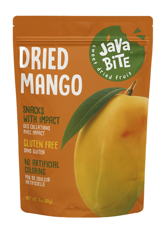 Java Bite dried mango package on a white background