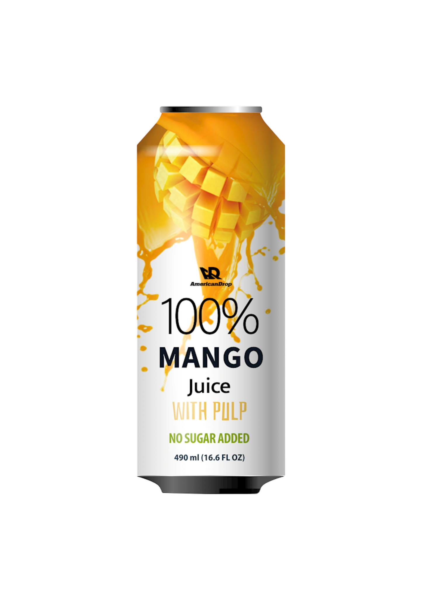 Can of 100% Mango Juice with Pulp on a white background
