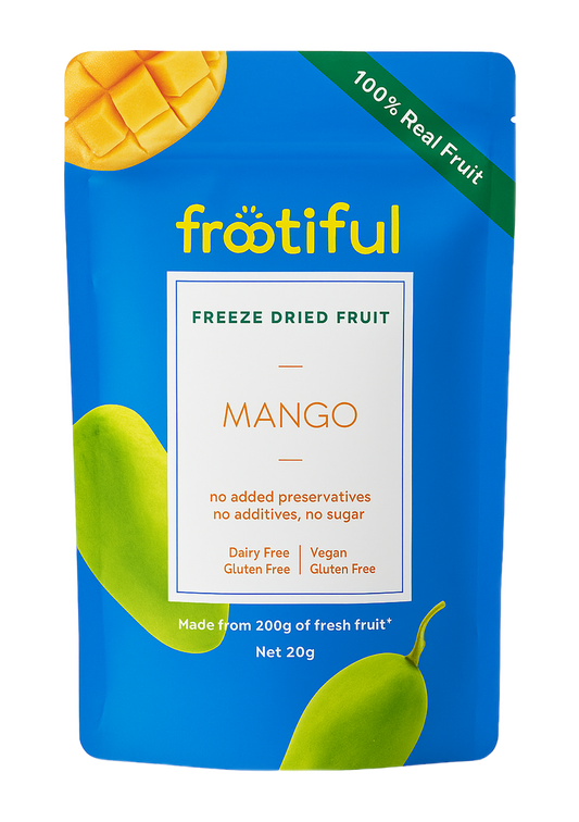 frootiful freeze dried mango package on a white background