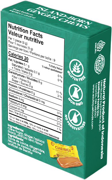 Chewgi Ginger Chews Candy Mint Pack