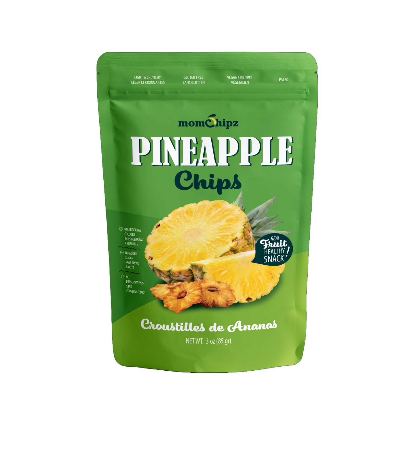 Momchipz Pineapple Chips - 85 GR | Healthy & Very Delicious | No Added Sugar