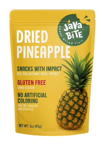 Java Bite dried pineapple package on a white background