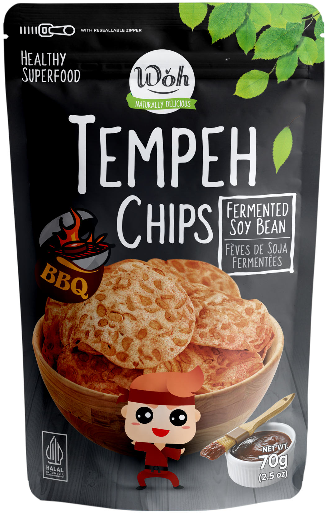 WOH Tempeh Chips BBQ Flavor - 70 Gr