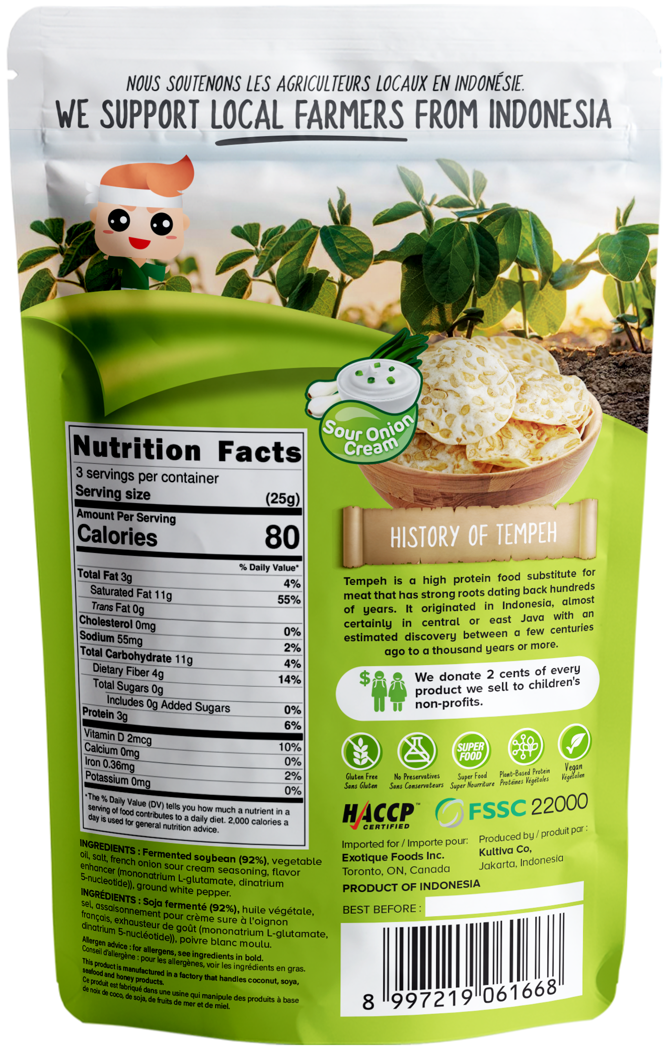 WOH Tempeh Chips Sour Onion & Cream - 70 Gr