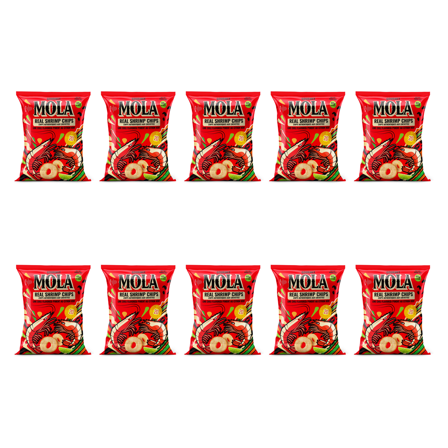 MOLA Real Shrimp Chips Lime Chili - 40g