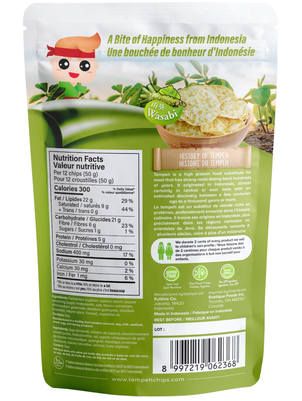 WOH Tempeh Chips Wasabi - 70 Gr