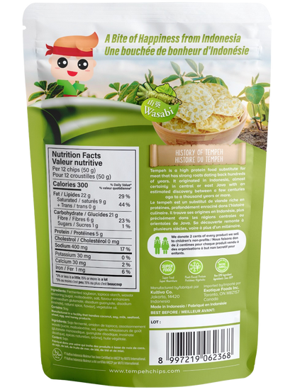 WOH Tempeh Chips Wasabi - 70 Gr
