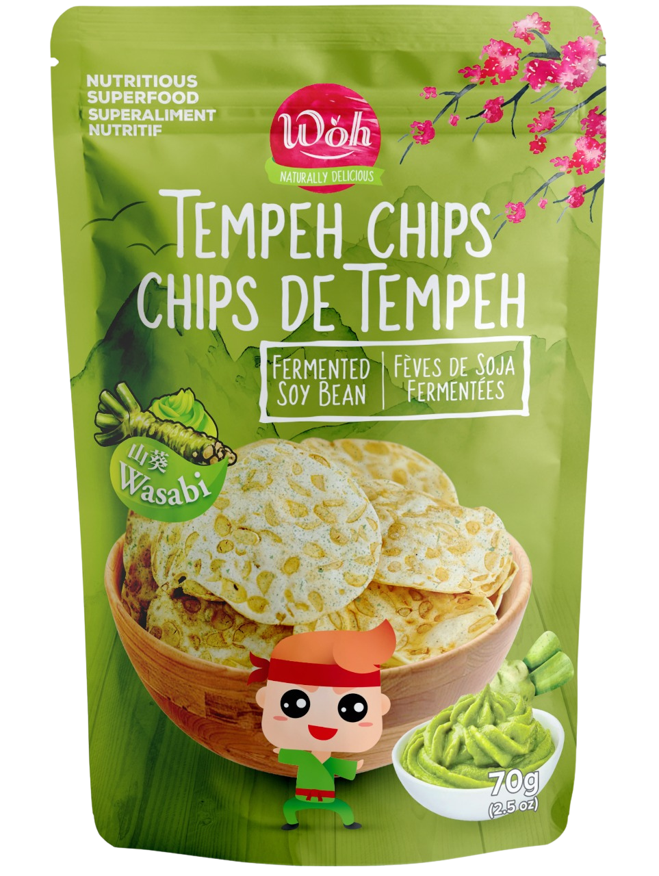 WOH Tempeh Chips Wasabi - 70 Gr